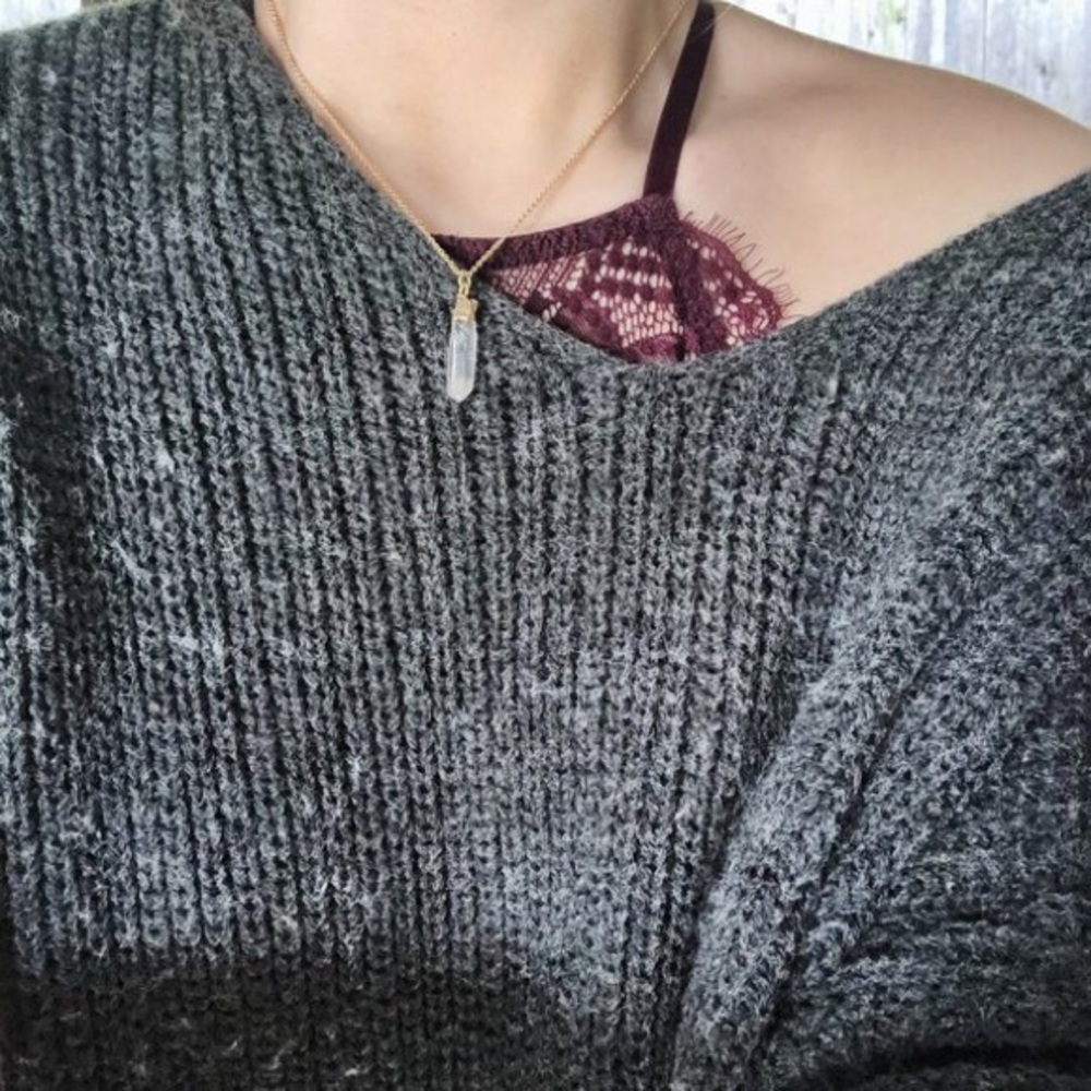 16” electroplated quartz stone pendant (1pc) - Picture 2 of 6